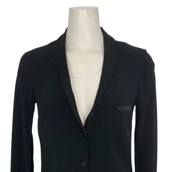 Reformation Clausen Tuxedo Dress 2 Black Mini Long Sleeve Button Front Party - Picture 6 of 11